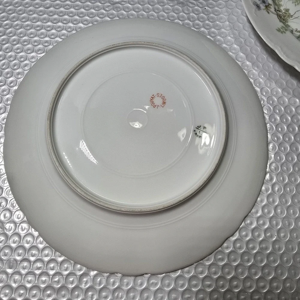 Pair Of Antique Jean Pouyat Limoges(J.P.L.)FinePorcelain Floral Scalloped 8.5
